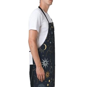 Wizfuyq Sun Moon Star Aprons For Men With Pockets Women For Cooking Gardening Adjustable Waterproof Bbq Chef Gifts Home Bibs