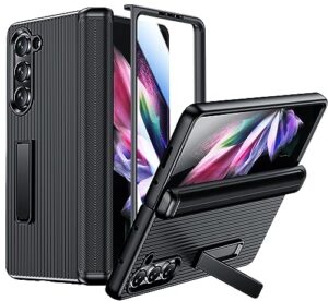 spidercase designed for samsung galaxy z fold 5 case,built-in [screen protector] [hinge protection] [kickstand] full body heavy duty rugged shockproof case for galaxy z fold 5 - black