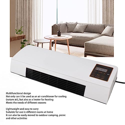 2 in 1 Dual Use Small Air Conditioner Fan Warmer Fan, Wall Mounted Heating Machine Nature Wind Fan and Warmer Fan Air Conditioner fan with Remote Control for Home Bathroom Bedroom Office Room