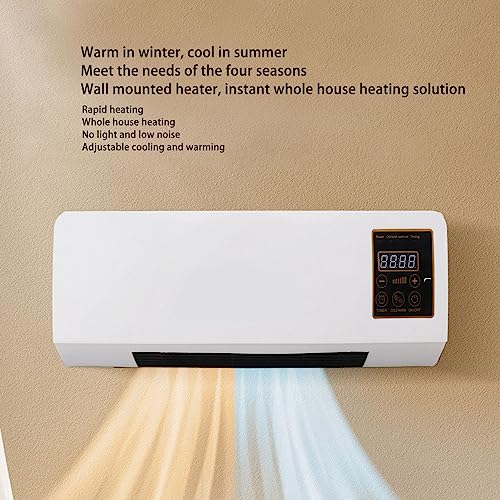 2 in 1 Dual Use Small Air Conditioner Fan Warmer Fan, Wall Mounted Heating Machine Nature Wind Fan and Warmer Fan Air Conditioner fan with Remote Control for Home Bathroom Bedroom Office Room