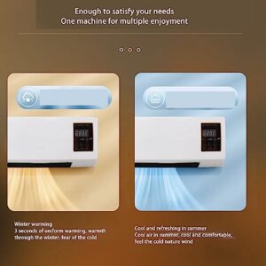 2 in 1 Dual Use Small Air Conditioner Fan Warmer Fan, Wall Mounted Heating Machine Nature Wind Fan and Warmer Fan Air Conditioner fan with Remote Control for Home Bathroom Bedroom Office Room