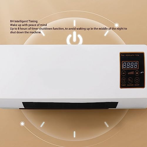 2 in 1 Dual Use Small Air Conditioner Fan Warmer Fan, Wall Mounted Heating Machine Nature Wind Fan and Warmer Fan Air Conditioner fan with Remote Control for Home Bathroom Bedroom Office Room