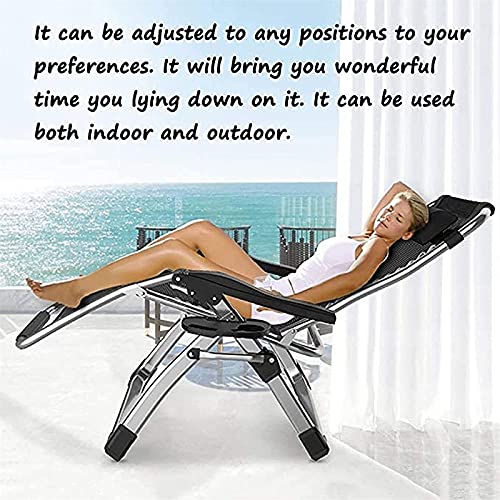 ROLTIN Garden Lounge Chair Oversize Folding Lounger, Adjustable Recliner Outdoor Reclining Beach Desk Garden Lounger with Cushions