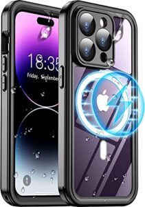 temdan [real 360 magnetic for iphone 14 pro max case waterproof,[compatible with magsafe] built-in glass camera lens & screen protection [military dropproof] shockproof [ip68 underwater] phone case