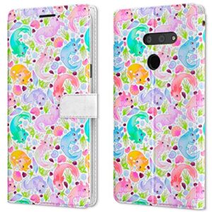 wallet phone case compatible with lg velvet 5g g8 thinq g8x g7 v60 v50 v40 w30 w10 k61 shockproof cute cartoon ocean folio cover pu leather protective kawaii axolotls magnetic colorful card holder