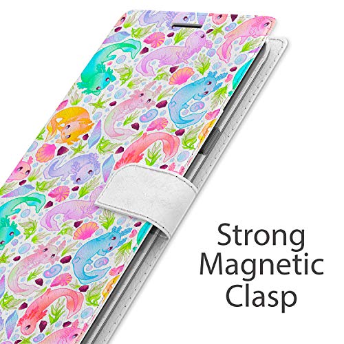 Wallet Phone Case Compatible with LG Velvet 5G G8 ThinQ G8X G7 V60 V50 V40 W30 W10 K61 Shockproof Cute Cartoon Ocean Folio Cover PU Leather Protective Kawaii Axolotls Magnetic Colorful Card Holder