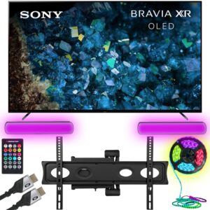 sony xr65a80l bravia xr 65 inch a80l oled 4k hdr smart tv with google tv 2023 bundle with monster tv full motion wall mount for 32-70 inch with 6 piece sound reactive lighting kit