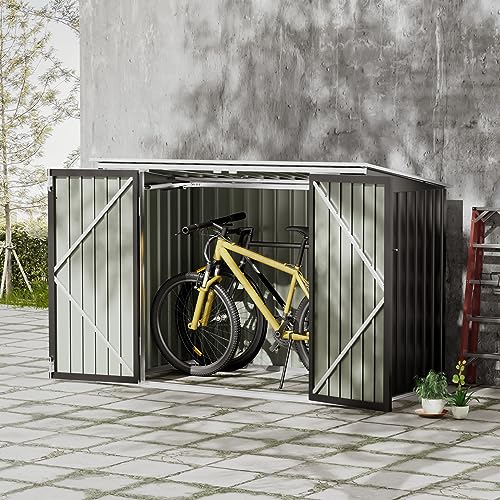 Flamaker 5.8 x 3.3 FT Storage Shed Outdoor Metal Trash Can Shed with Hydraulic Gas Rod Lockable Garden Tool Shed for Backyard, Lawn, Roadsid