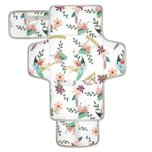 flowers portable baby changing pads travel diaper changing table mat foldable waterproof changing station with built-in pillow for newborn stuff essentials gifts