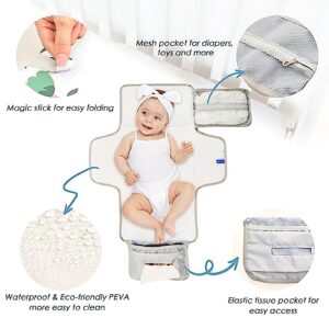 Flowers Portable Baby Changing Pads Travel Diaper Changing Table Mat Foldable Waterproof Changing Station with Built-in Pillow for Newborn Stuff Essentials Gifts