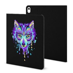 colorful wolf heads protective case compatible with ipad 2020 air 4 （10.9in） stand case auto sleep/wake cover