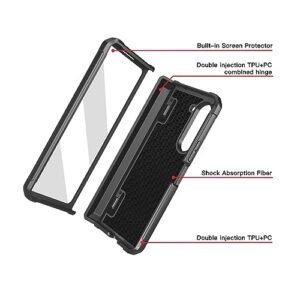 Hoerrye 𝐔𝐩𝐠𝐫𝐚𝐝𝐞𝐝 for Samsung Galaxy Z Fold 5 Case with Screen Protector & Kickstand Hinge Protection 360 Military Grade Full Body Phone Cover for Z Fold 5 2023 (Black)