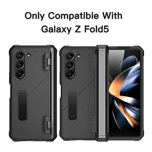 Hoerrye 𝐔𝐩𝐠𝐫𝐚𝐝𝐞𝐝 for Samsung Galaxy Z Fold 5 Case with Screen Protector & Kickstand Hinge Protection 360 Military Grade Full Body Phone Cover for Z Fold 5 2023 (Black)