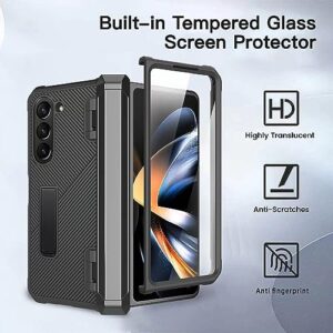 Hoerrye 𝐔𝐩𝐠𝐫𝐚𝐝𝐞𝐝 for Samsung Galaxy Z Fold 5 Case with Screen Protector & Kickstand Hinge Protection 360 Military Grade Full Body Phone Cover for Z Fold 5 2023 (Black)