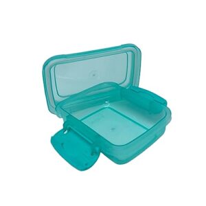 CLRA Set of 6 Plastic Snack Containers with Lock-Top Lids Mini Small Snap Lock Storage Containers 3 White & 3 Turquoise with BONUS Aolani Gift.