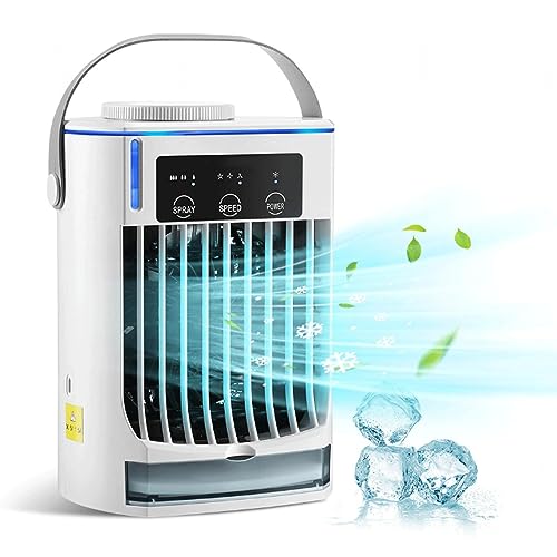 Mini Air Conditioners, 500ml A/C Portable Air Conditioner, Mini Air Cooler Fan 3 powerful speeds, 3 Mist Modes, Portable Ac for Car for Room Car Camping