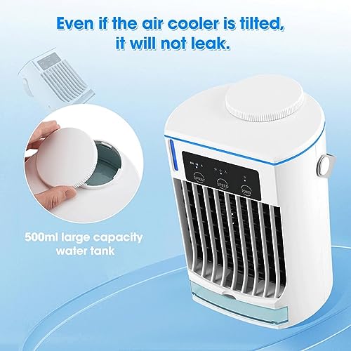 Mini Air Conditioners, 500ml A/C Portable Air Conditioner, Mini Air Cooler Fan 3 powerful speeds, 3 Mist Modes, Portable Ac for Car for Room Car Camping