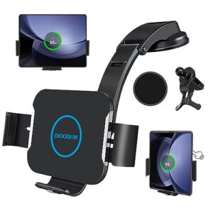 doodbi 15w wireless car charger mount for galaxy z fold 5/4/3 car mount/accessories,fast charging phone holder for samsung s23 22 ultra,iphone 14/13/12 series