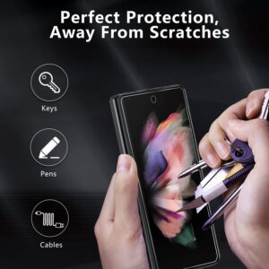 [2 Sets] Screen Protector for Samsung Galaxy Z fold 3 5G, (2X Front Screen Protector + 2X Inside Screen Protector + 2X Back Film + 2X Side Soft Film) Full Covered, HD Clear TPU Film Screen Guard