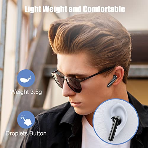 Wireless Earbuds, Bluetooth Headphones V5.3 Wireless Earphones, 48H Playtime LED Power Display & Wireless Charging Case, HiFi Stereo Bass IPX7 Waterproof Ear Buds Built-in Mic for Workout Office Black