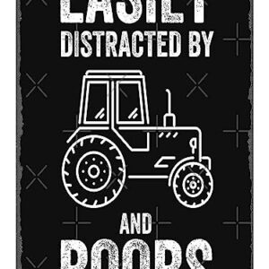 Easily Distracted By Tractors And Boobs Funny Masculine Metal Signs Vintage Bar Bathroom Garden Kitchen Man Cave Pubs Gift 8x12inch