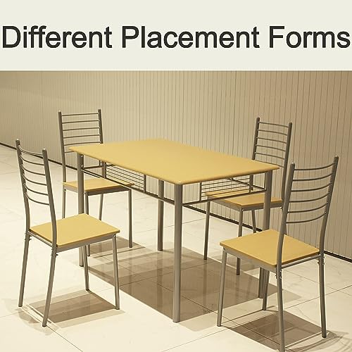 DURISO 5-Piece Dining Table Set Wood and Metal for 4, Dining Room Table Set for 4, Suitable for Kitchen, Dining Room, Space-Saving Kitchen Table Set