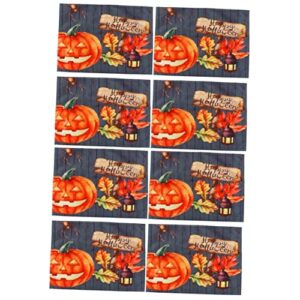 hemoton 8 pcs tablemats - movie pumpkin room nights x decor mat- scary for halloween pads inch placemat home cloth mat dining party pattern table sunflower orange and