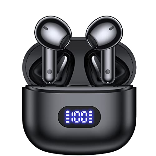 CAPOXO Wireless Earbuds Bluetooth Headphones 40Hrs Playback IPX7 Waterproof Sports Earphones with Wireless Charging Case & LED Power Display TWS Stereo Headset Microphone for iOS Android Laptop Black