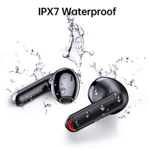 CAPOXO Wireless Earbuds Bluetooth Headphones 40Hrs Playback IPX7 Waterproof Sports Earphones with Wireless Charging Case & LED Power Display TWS Stereo Headset Microphone for iOS Android Laptop Black