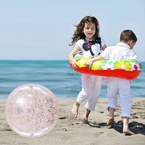 Beach Ball Pool Toys Balls Giant Confettis Glitters Inflatable Clear Beach Ball, Bath Toys for Toddlers 1-3 Beach Toys for Toddlers Age 2-4 Pool Toys for Toddlers Age 2-4 Water Toys for Backyard