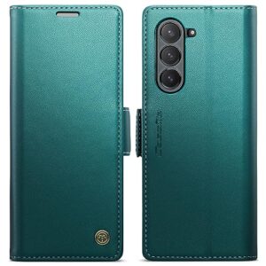 lbyzcase for galaxy z fold 5(5g 2023) wallet case[rfid blocking card holder],flip folio leather[kickstand][magnetic] shockproof protective phone case cover for samsung galaxy z fold 5 (green)