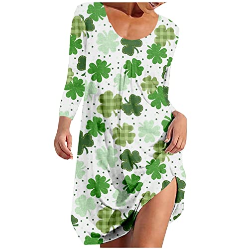 St. Patrick's Day Long T-Shirt for Ladies Ugly St. Patrick's Day Shirts for Women Funny Graphic Print Tops St. Patrick's Day Printed Loose Long Tops Long Sleeve Blouses Casual Pullover