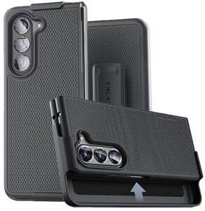 encased duraclip series samsung galaxy z fold 5 case with belt clip holster, black (2023 release)