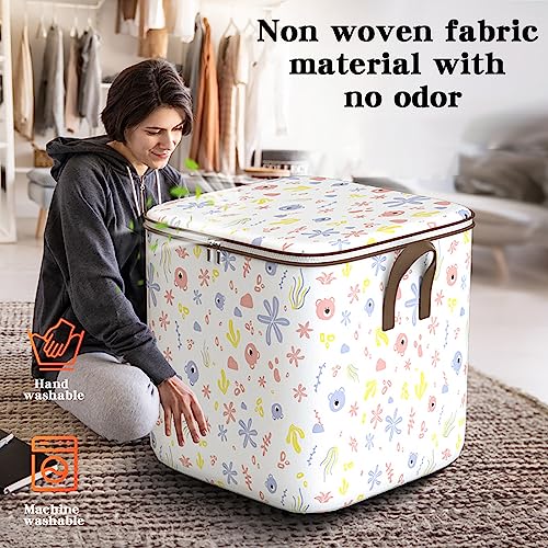 AZXY Clothes Storage Bags Large Capacity, Closet Organizers and Storage Bins, Foldable Wardrobe Storage with Lids and Handles for Blanket Comforter Clothing Bedding, Containers Box (L)