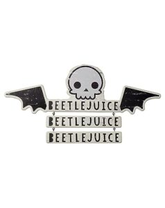 spirit halloween beetlejuice bat skull three-piece sign | officially licensed | home décor
