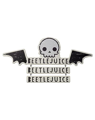 Spirit Halloween Beetlejuice Bat Skull Three-Piece Sign | Officially Licensed | Home Décor