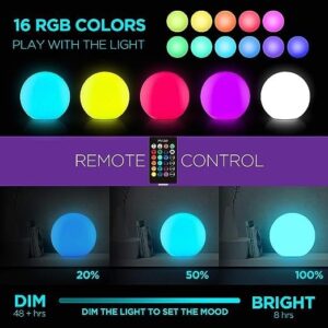 SQWHIIY Glowing LED Ball with 16 Colors Lights Color Changing Lamp Ball with Remote Beach Ball Toys Floating Pool Lights for Teens Adults Family Glow in The Dark Party Supplies (Color : 1set)