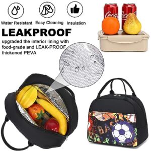 LEDAOU Backpack for Teen Girls School Bags Kids Bookbags Set School Backpack with Lunch Box and Pencil Case (Rugby Soccer)