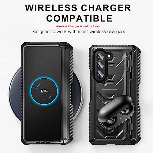 BAILI Galaxy Z Fold5 Case with Kickstand & S Pen Holder, 360°Protective Mech-Shaped Drop-Resistant Z Fold5 Cover with HD Screen Film,Support Wireless Charging Shell for Samsung Galaxy Z Fold5-Black