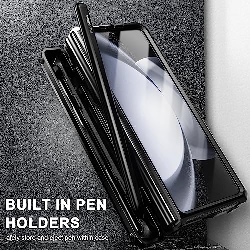 BAILI Galaxy Z Fold5 Case with Kickstand & S Pen Holder, 360°Protective Mech-Shaped Drop-Resistant Z Fold5 Cover with HD Screen Film,Support Wireless Charging Shell for Samsung Galaxy Z Fold5-Black