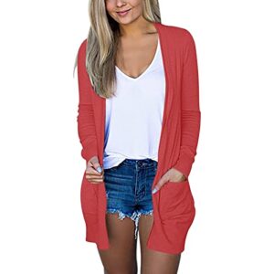 long sleeve cardigan for women for dresses cardigan for women lightweight,women's open front lightweight long sleeve loose fall clothes fashion outwear watermelon red