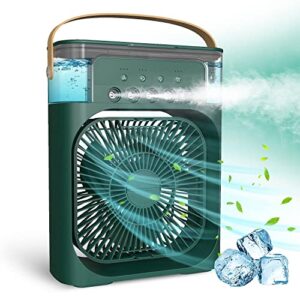 founcy air cooling fan portable air conditioner fam with water spray misting, 7 color light 5 jet 3 speeds personal table fan for bedroom office camping