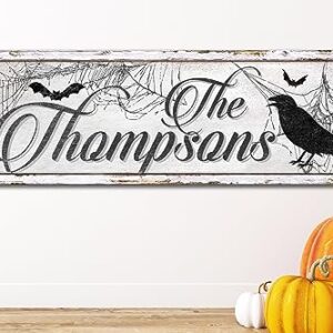 Personalized Halloween Family Name Sign, Happy Halloween Sign, Spooky Wall Décor, Medieval Halloween Wall Sign, Retro Haunted House Wall Art