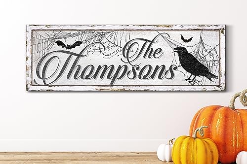 Personalized Halloween Family Name Sign, Happy Halloween Sign, Spooky Wall Décor, Medieval Halloween Wall Sign, Retro Haunted House Wall Art