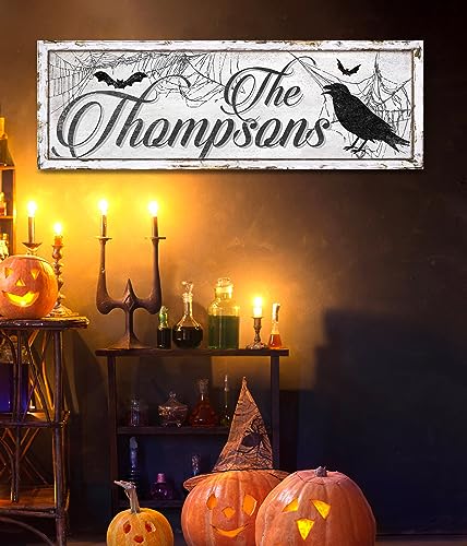 Personalized Halloween Family Name Sign, Happy Halloween Sign, Spooky Wall Décor, Medieval Halloween Wall Sign, Retro Haunted House Wall Art