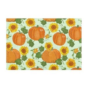 lotupokon sunflowers orange pumpkins bathroom rug mat soft absorbent bathroom rugs mats non slip bath mats rugs machine wash bath mat rug set for bathroom door mat tub, rectangle shower rug