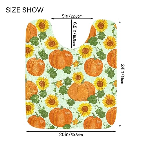 Lotupokon Sunflowers Orange Pumpkins Bathroom Rug Mat Soft Absorbent Bathroom Rugs Mats Non Slip Bath Mats Rugs Machine Wash Bath Mat Rug Set for Bathroom Door Mat Tub, Rectangle Shower Rug