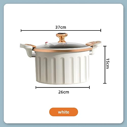 Non-stick Enamel Micro Pressure Cooker, 8L Large Capacity Non-stick Pan Pressure Cooker, Push-Pull Lock Pressure Cooker Soup Stew Pot Enamel Soup Pot, Multifunctional Time Saving Stockpot (8L_White)