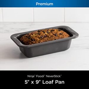 Ninja B30509 Foodi NeverStick Premium 9 inch x 5 inch Loaf Pan, Nonstick, Oven Safe up to 500⁰F, Dishwasher Safe, Grey (Pack of 2)