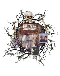 spirit halloween the texas chainsaw massacre light-up leatherface wreath | officially licensed | horror décor